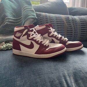 Nike Men's Burgundy and White High-Top Sneakers